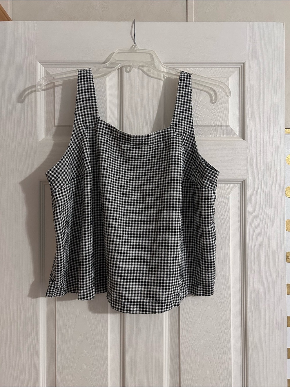 Black & White Gingham Linen Tank Top - Classic Women's Summer Top